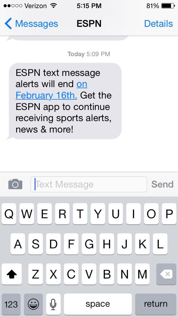 finkel15's tweet photo. Well looks like I'll never get another text again #espnismygirlfriend #nomoretexts #lonelyeric http://t.co/YTVap50k0n