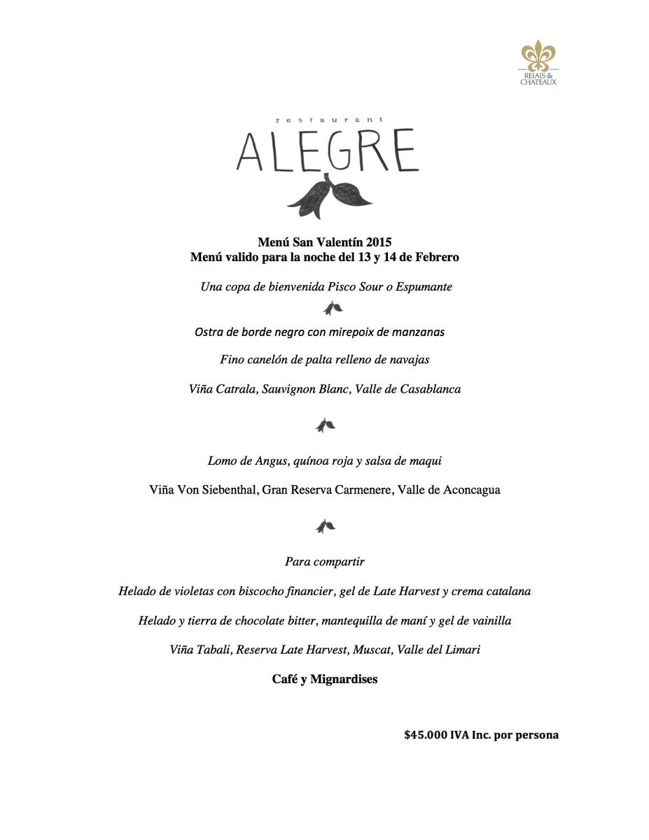 AlegreRest's tweet photo. Salio nuestro Menu de San Valentin, valido para la cena del 13 y el 14 de Febrero! http://t.co/HpwgLthjVG