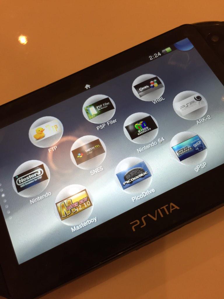 OdinsPlayground's tweet photo. My current bubble emulator setup. Work in progress. #psvita #hack #emulator #vhbl #ark2 #snes9x #gpsp #PlayStation http://t.co/ubV3v8h0hB