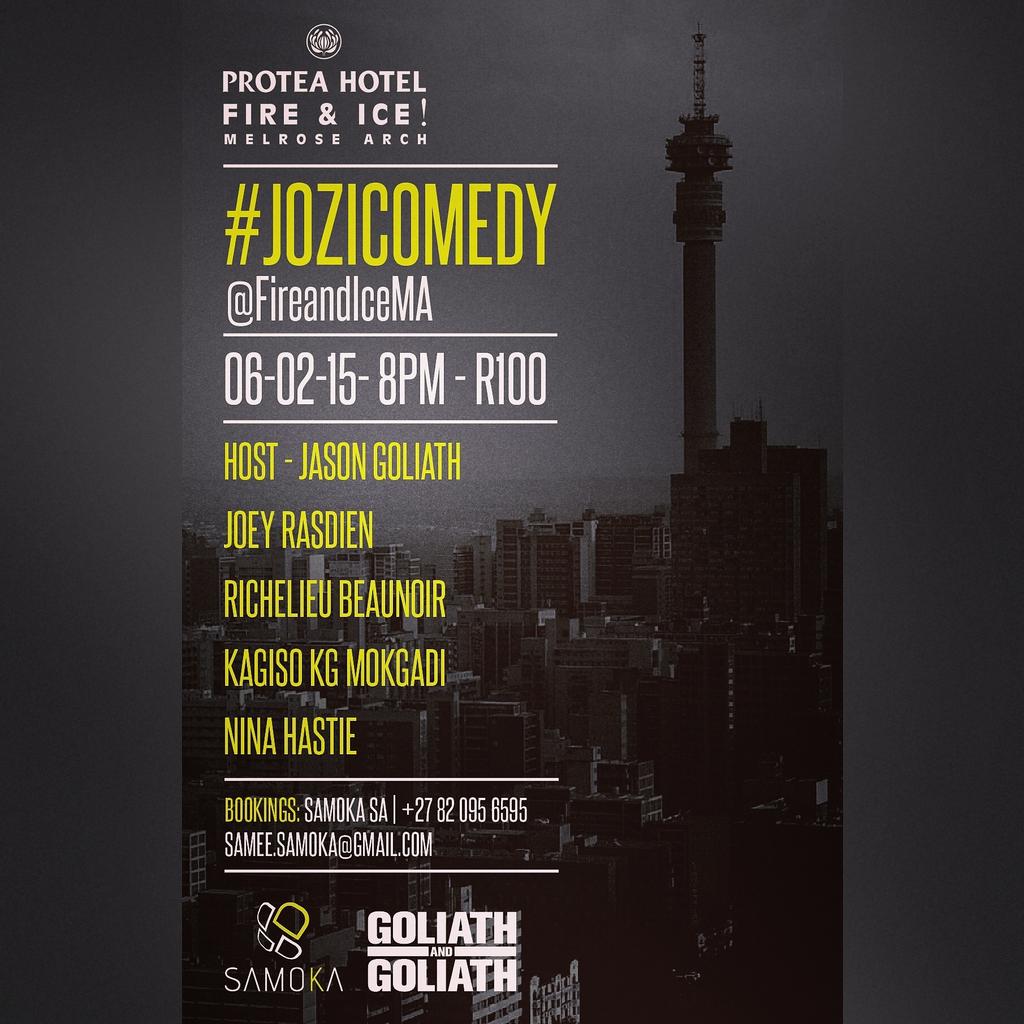 SAMOKA SA (@samoka_sa) on Twitter photo #Jozicomedy Fri 6feb 8pm! Double tix & a 1 Night stay <a href="/FireandIceMA/">Fire & Ice! JHB Melrose Arch</a> up for grabs! Rt & it cud b u! #Jozicomedy Fri 6feb 8pm! Double tix & a 1 Night stay <a href="/FireandIceMA/">Fire & Ice! JHB Melrose Arch</a> up for grabs! Rt & it cud b u!
