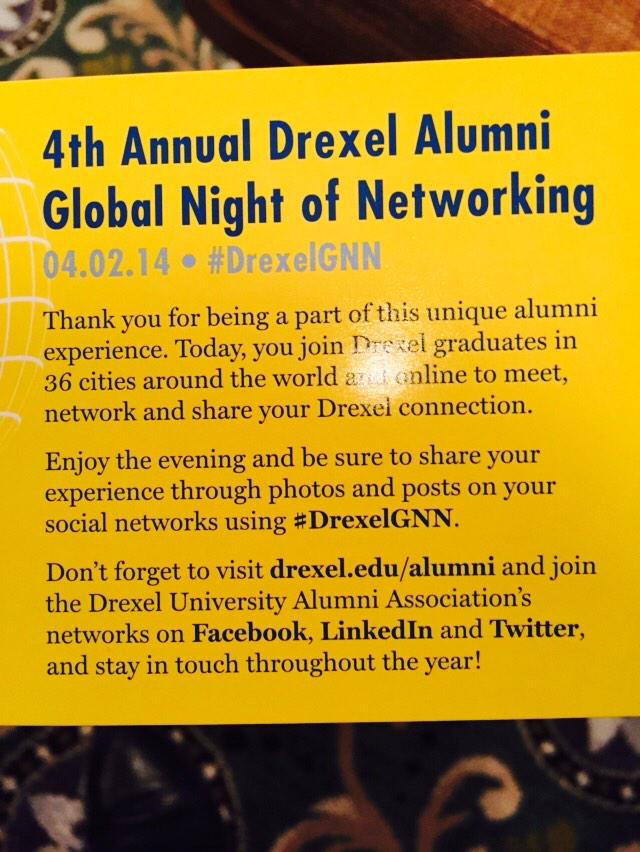SarahWinkleredu's tweet photo. Smart engagement event: check out Drexel's Global Night of Networking #CASED2DC http://t.co/Q1uUT0dycM