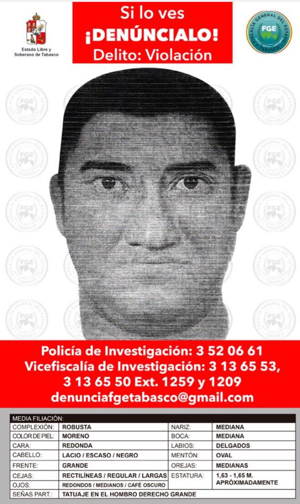 Si lo ves !DENUNCIELO!  fiscaliatabasco.gob.mx/denuncia/index… Delito: Violación