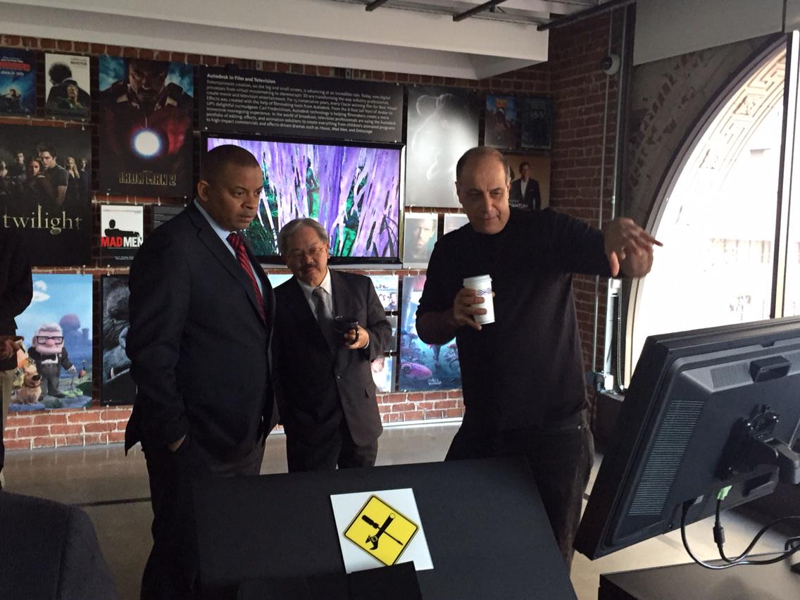 mayoredlee's tweet photo. Joined @SecretaryFoxx, @carlbass on @autodeskgallery tour to discuss innovative transit systems, infrastructure, more http://t.co/gPKK2yGrro