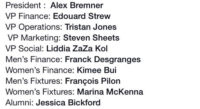 Thank you everyone who came to the AGM! Here's your new executive committee for 2015!