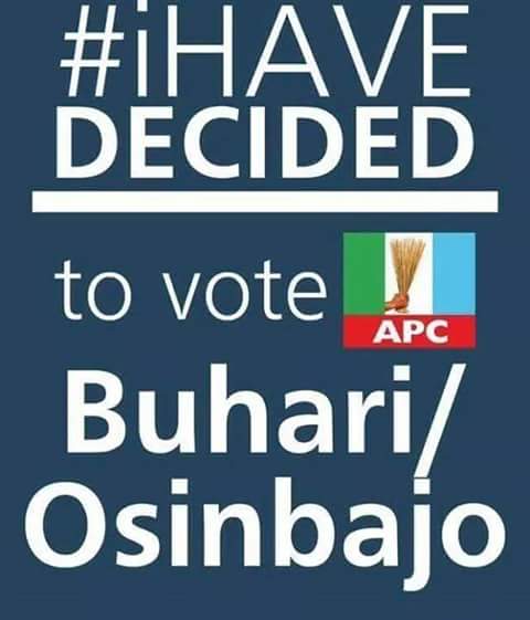 #IHaveDecided to vote 4 Buhari come next week Saturday. #countdowntochange
@APCNigeria @trueNija @MusadiqZ @eggheader