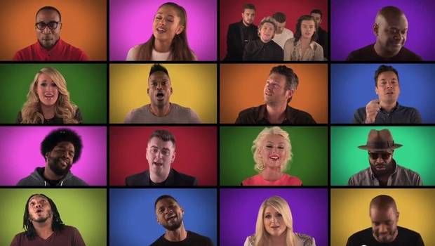 24HorasTVN's tweet photo. Jimmy Fallon canta "We are the Champios" con estrellas de la música. VIDEO: http://t.co/Lwk497yqPK http://t.co/W4o1ht67c0