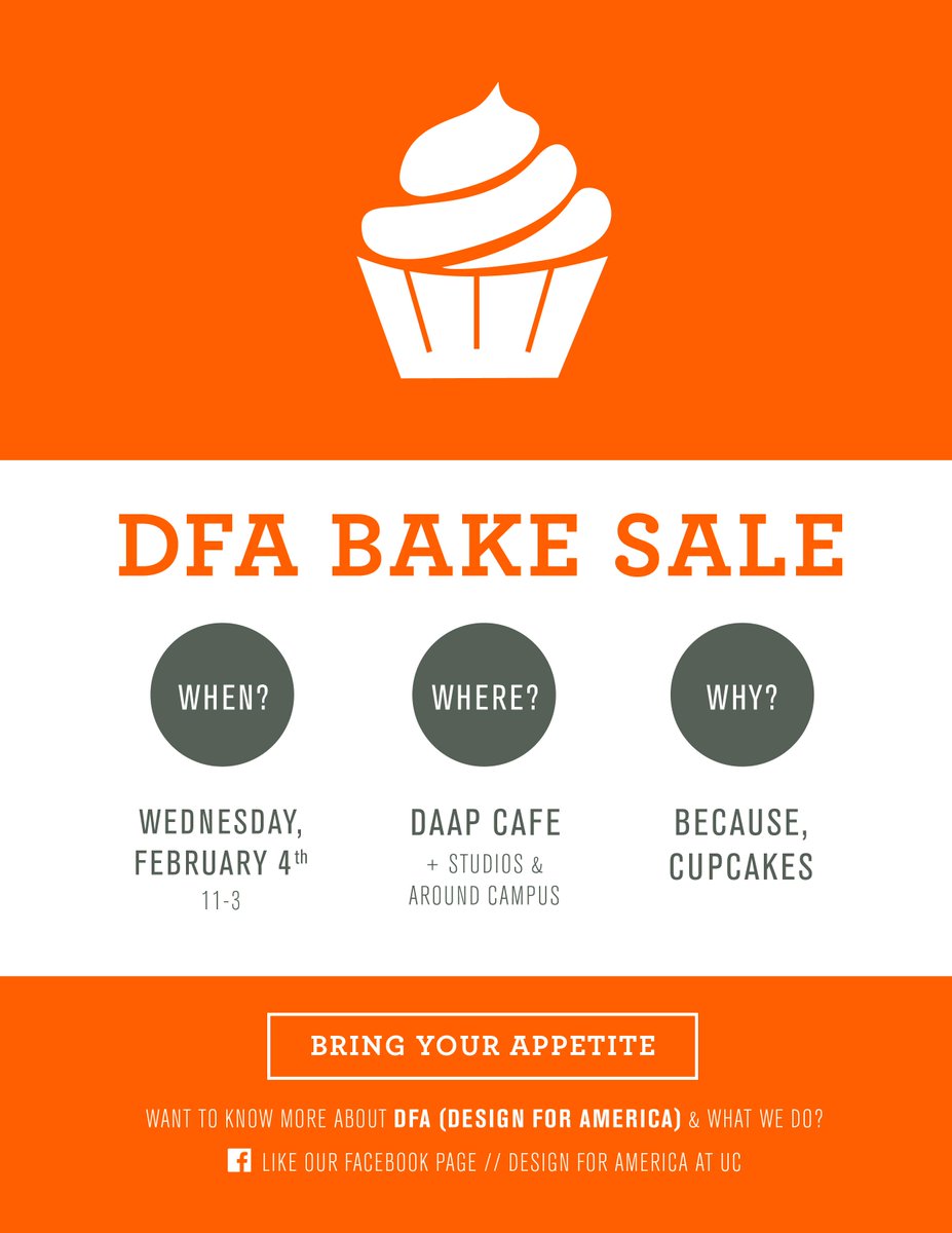 uofcincy's tweet photo. Come support @DFA_UC this Wednesday, Feb. 4 at their bake sale! http://t.co/aTj8u6PuBk