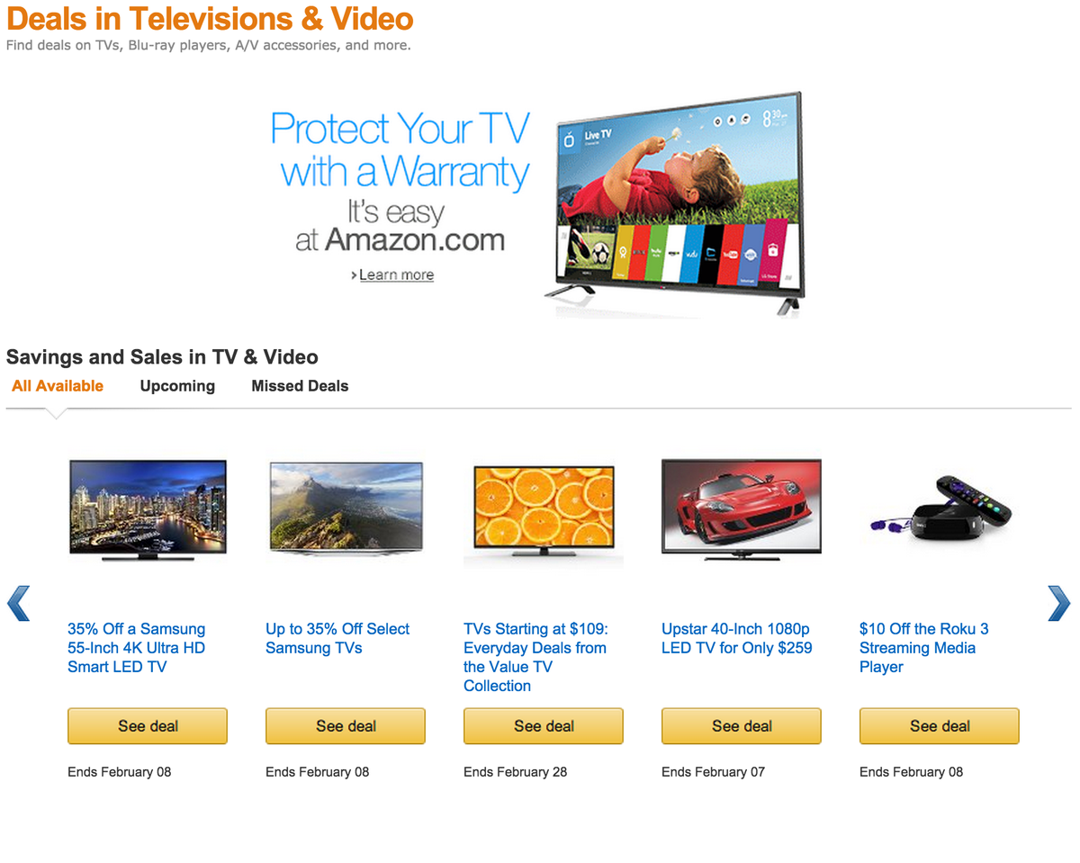 AmazonTC's tweet image. Deals in Televisions &amp;amp; Video

amzn.to/16cFbrT