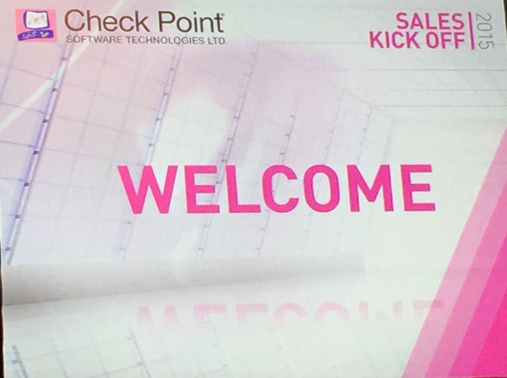 CheckPointSW's tweet photo. Welcome everyone! Ready to start our annual Sales Kick Off #SKO215 #Vienna #wesecurethefuture http://t.co/z3acxrqPPE