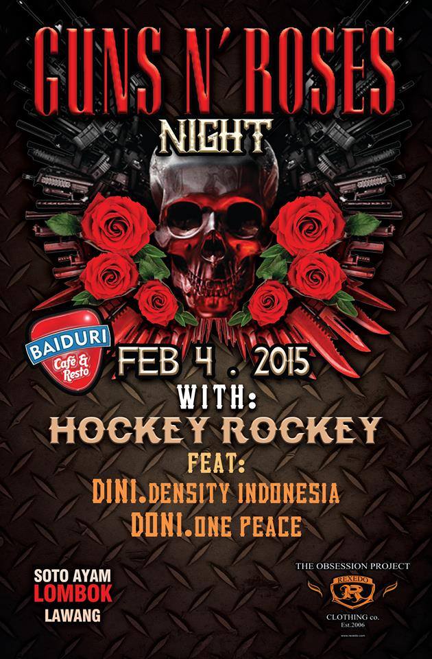 #MALANG GUNS N' ROSES NIGHT w/ HOCKEY ROCKEY at <a href="/baiduri_cafe/">BAIDURI CAFE</a> | 4 Februari 2015, start 19.30 shar.es/1oqA7z
