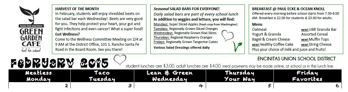 eusdtweets's tweet photo. EUSD February Student Lunch Menus @eusdnutrition now available:  http://t.co/nOE2yFyRhH http://t.co/1Os1PVa1Ht