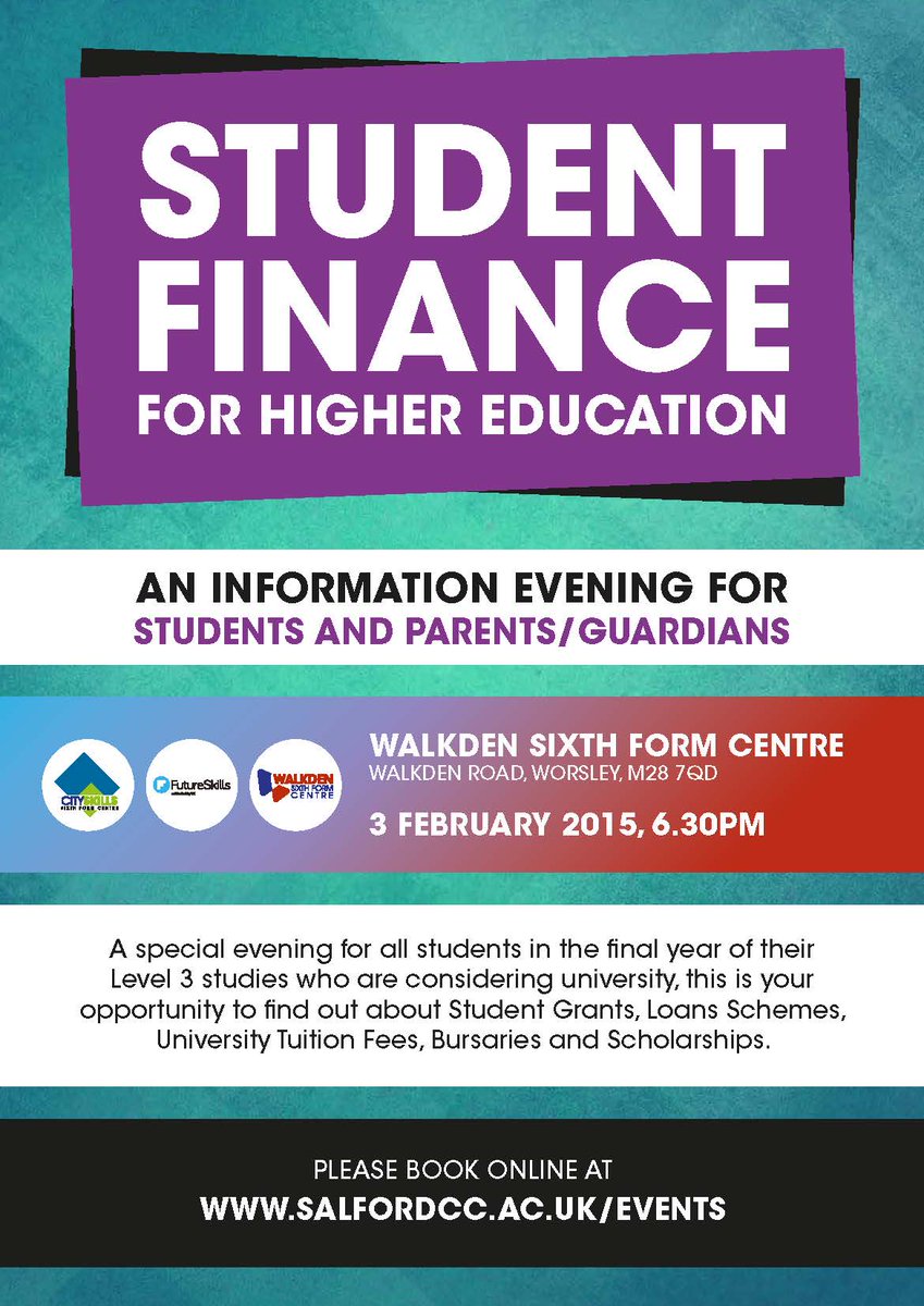 Starting Higher Education in Sept? Book online for our Student Finance for HE event, tonight @WalkdenSFC at 6:30pm