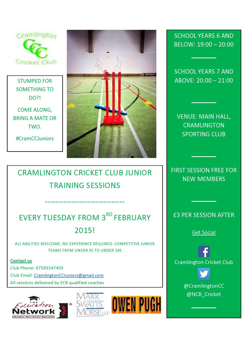 Junior Nets start tonight at Cram Sporting Club! New players welcome - get involved! <a href="/Northumbrians/">🙃</a>