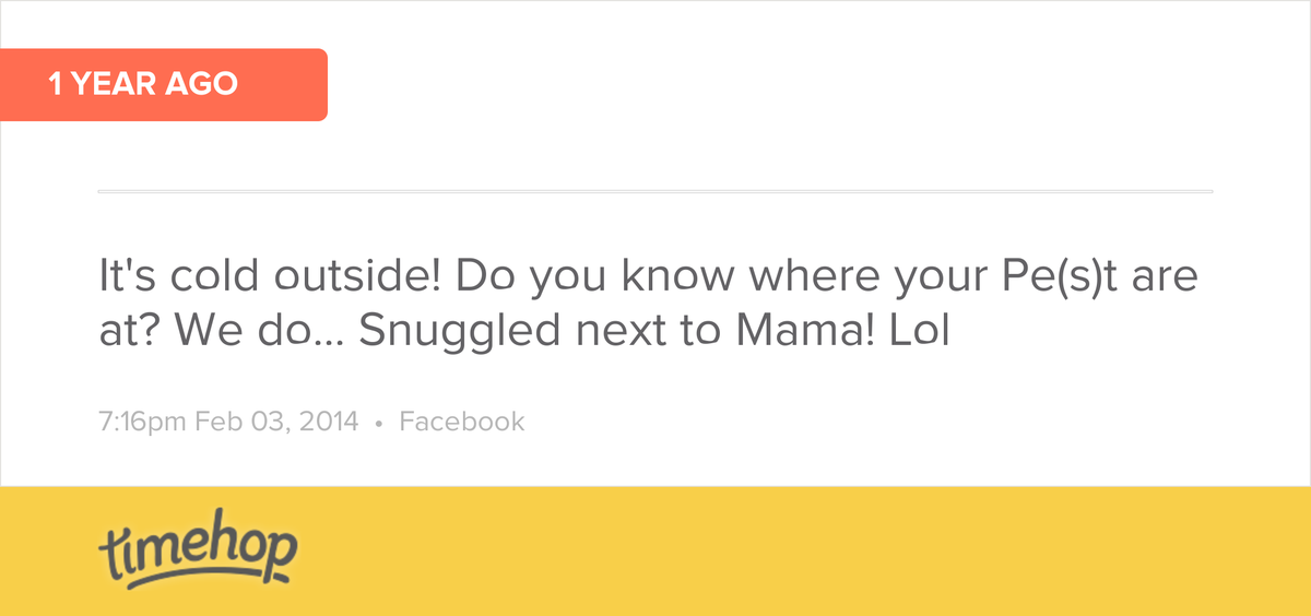 LaynetteR's tweet image. Exactly 1 year ago today! (via @timehop) timehop.com/c/ftp:10201671…