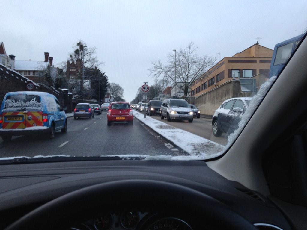 MikeSmall5's tweet photo. A light dusting of snow and the country grounds to a standstill, learn how to drive people, the roads are fine !! http://t.co/oSQlBkRLhN