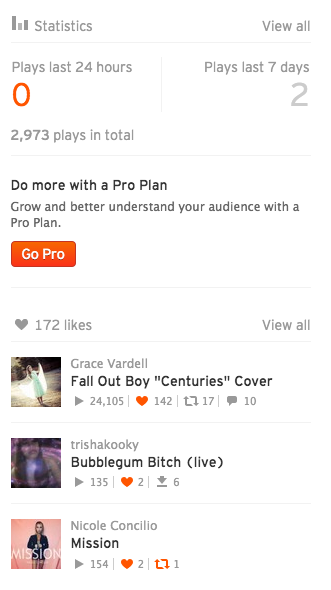 prplkooky's tweet photo. Anyway that's y when I view my profile when I log in, the play count is 2K :)) from previous uploads that I deleted. http://t.co/1ydwPsXCCO