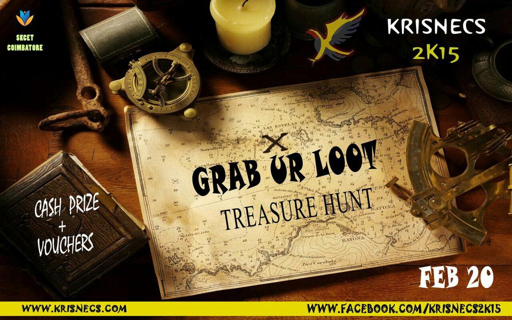 Rich the treasure, sweet the pleasure!
TREASURE HUNT!
#krisnecs2k15
#feb20