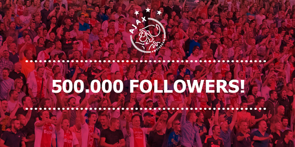 AFCAjax's tweet photo. 500.000 followers! Daarom geven we 2 VIP-tickets #Ajax - Legia weg! Interesse? Laat het weten via #wijzijnajax http://t.co/4N2yhl3lUc