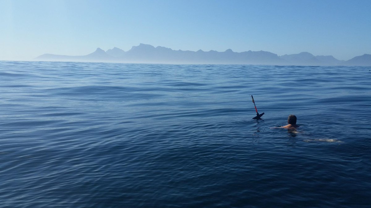 SeaTechServ's tweet photo. ~8NM off #CapeTown,technician,@FredFourie braves the Atlantic chill to monitor the newly refurbished buoyancy glider. http://t.co/qyUhxsR9wR