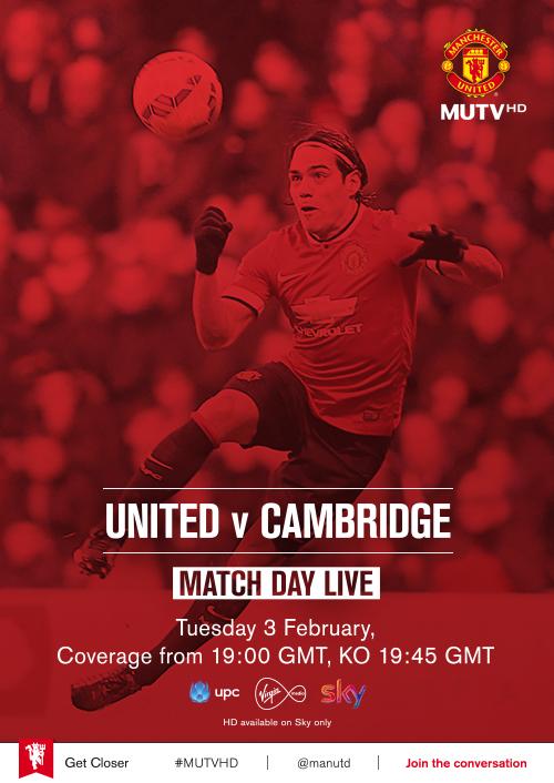 Tune in to #MUTV from 19:00 GMT for team news, interviews &amp; more ahead of #mufc vs Cambridge: bddy.me/1CsZTSP
