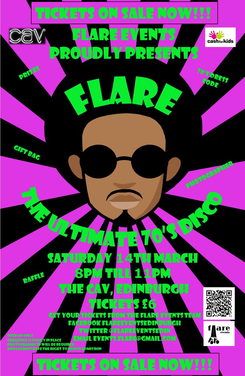 FlareEventsEdin's tweet photo. Tickets on sale now!! Contact the @FlareEventsEdin Team to get your tickets!  #FlareEvents #EdinburghEvents #70sdisco http://t.co/j5ykWPulFs