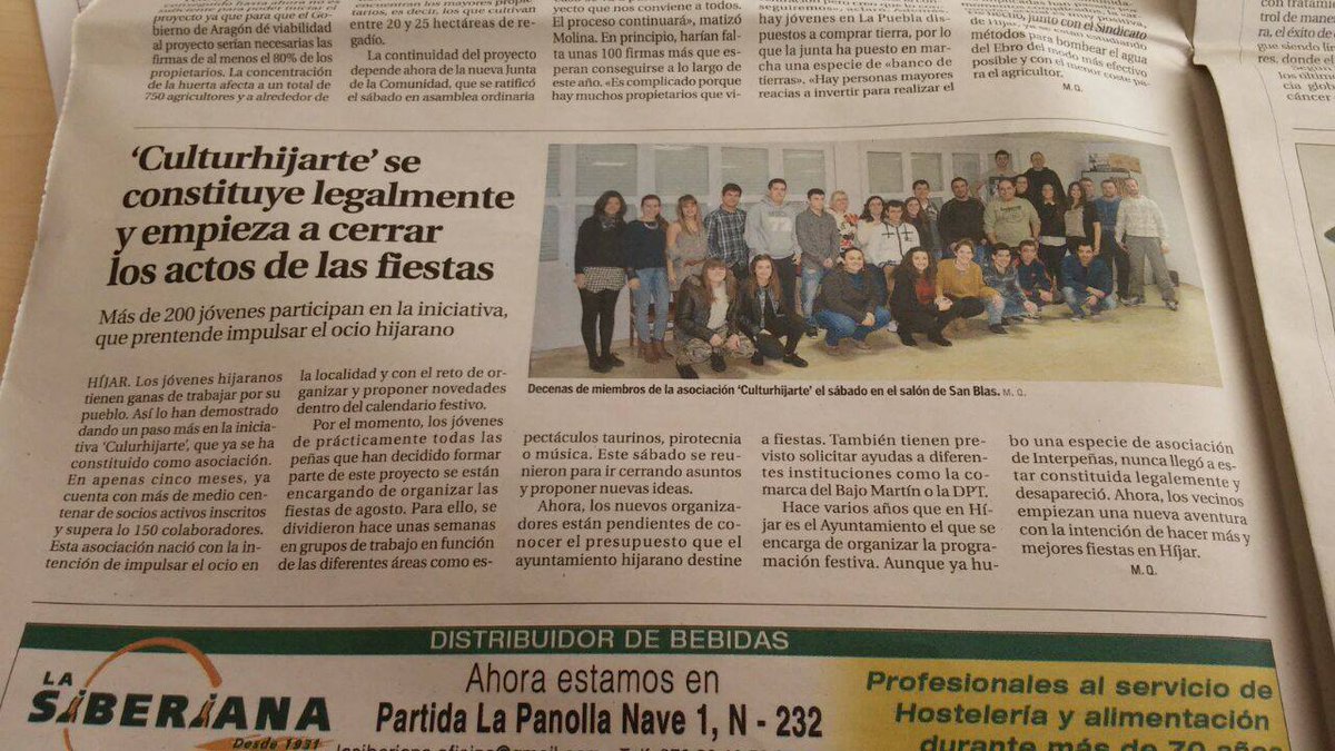 culturhijarte's tweet photo. Hoy salimos en el periódico @_lacomarca http://t.co/Ic4xOZ20tQ