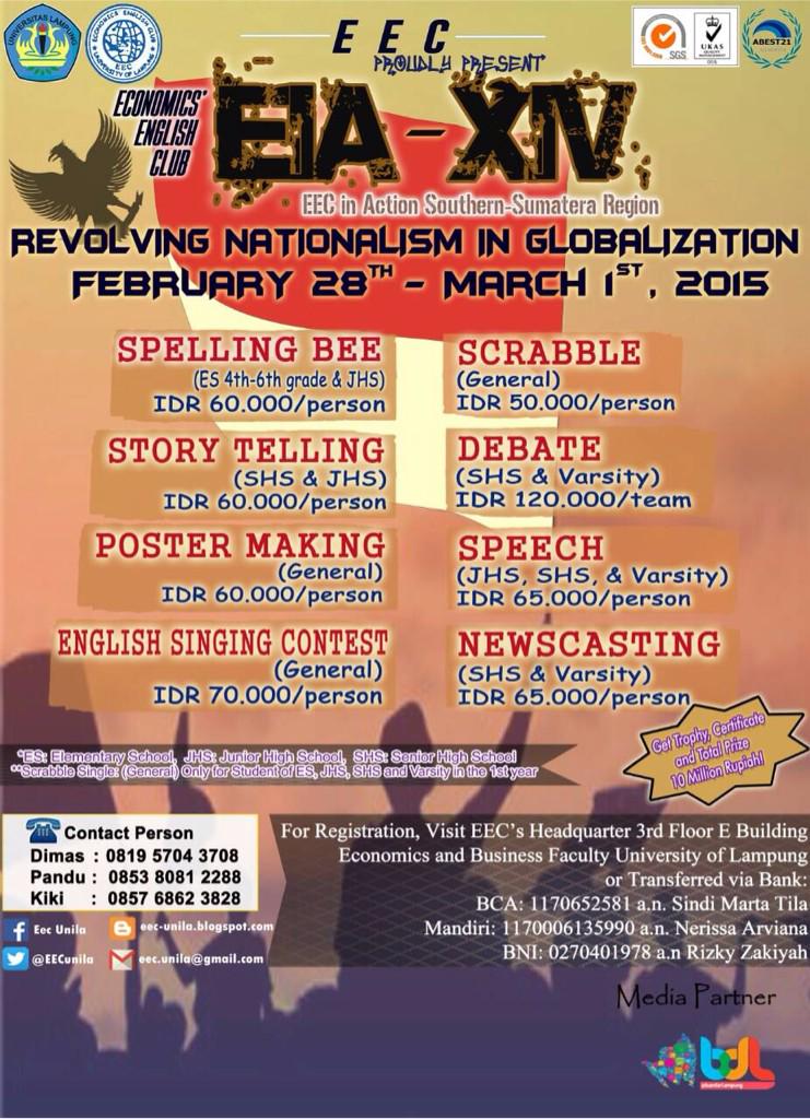 EEC proudly present the biggest Southern-Sumatera Region English Competition"EIA XIV"! <a href="/SMAN4METRO/">SMA Negeri 4 Metro</a> <a href="/SMAN13BDL/">SMAN13 BandarLampung</a>