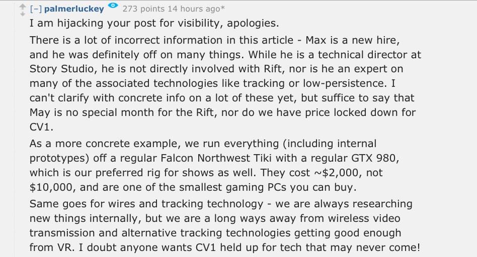 ID_R_McGregor's tweet photo. This is the first time I've come across Oculus revealing their internal test hardware platform.  Good information. http://t.co/iBEQFaw1oR