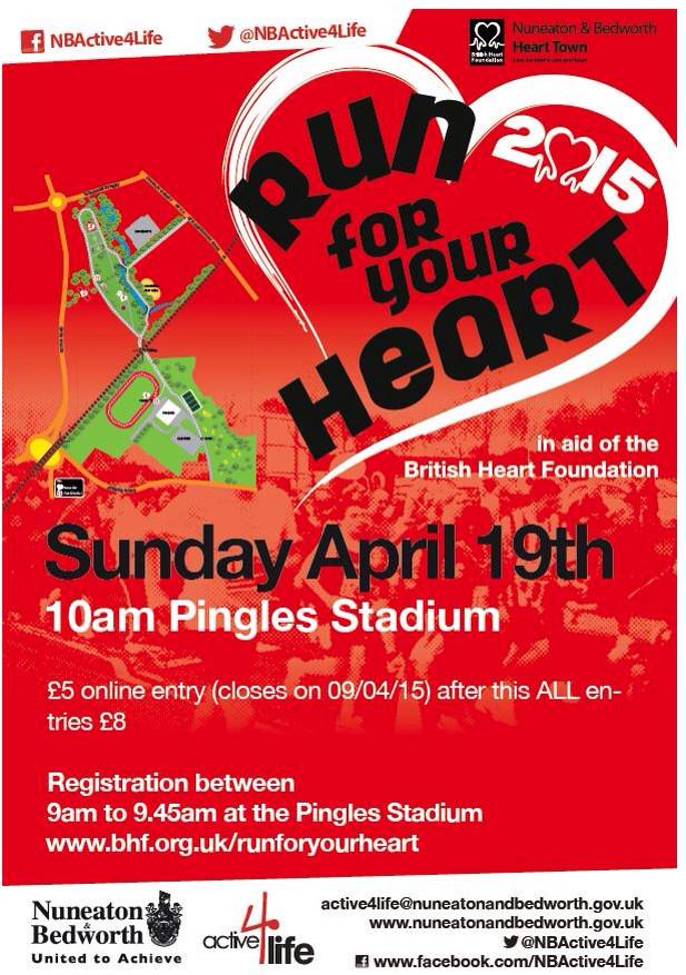 Great way to top up your training and support a great cause at the same time! #bhf #run #heart #5km #nuneaton