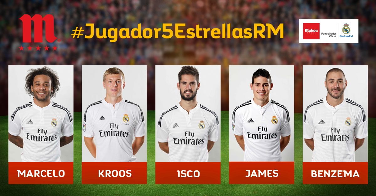 Madridista, ya puedes elegir al #Jugador5EstrellasRM de enero en el <a href="/realmadrid/">Real Madrid C.F.</a> ¡Utiliza el hashtag para votar!