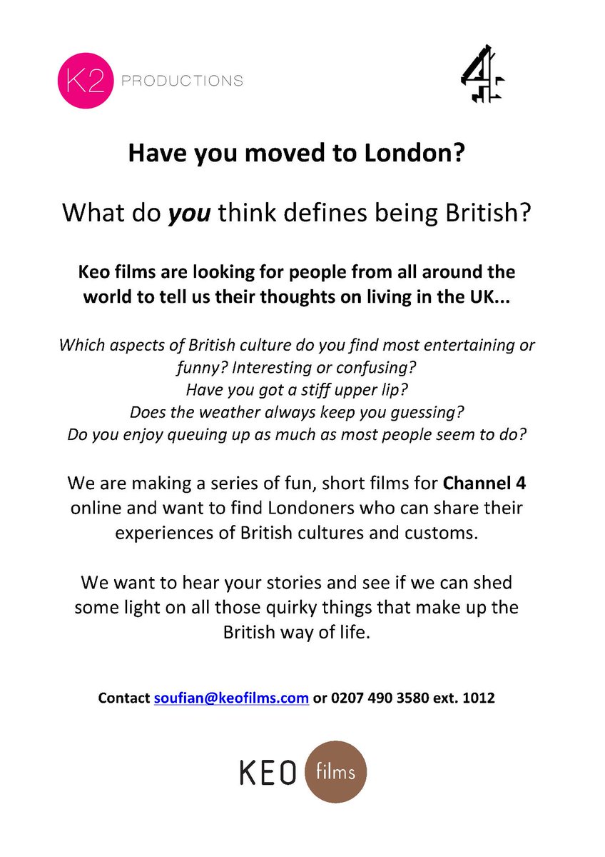 Looking for people who have moved to UK &amp; want to share their stories of British life  #london #british #tv #casting
