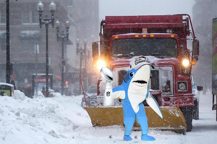 "<a href="/CBSSports/">CBS Sports</a>: Today's <a href="/Patriots/">New England Patriots</a> parade has been postponed due to weather.

#leftshark did not get the memo. "

Yes! !