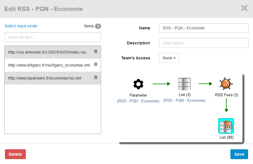 secou's tweet image. [#VEILLE] #TaDaweb propose les &quot;Parameters&quot; pour créer des groupes de sources ou de mots clés réexploitables