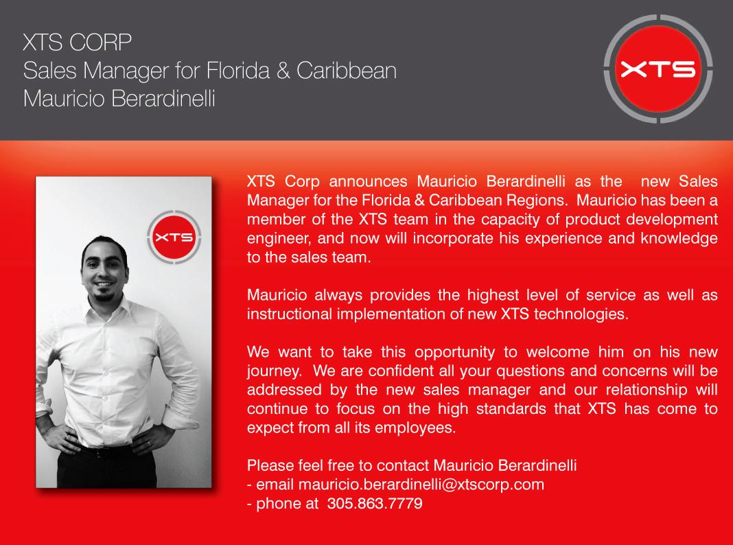XTSCORP's tweet photo. XTS Corp announces Mauricio Berardinelli as the new Sales Manager for the Florida &amp; Caribbean Regions. #XTSteam http://t.co/TY5VD5pvws