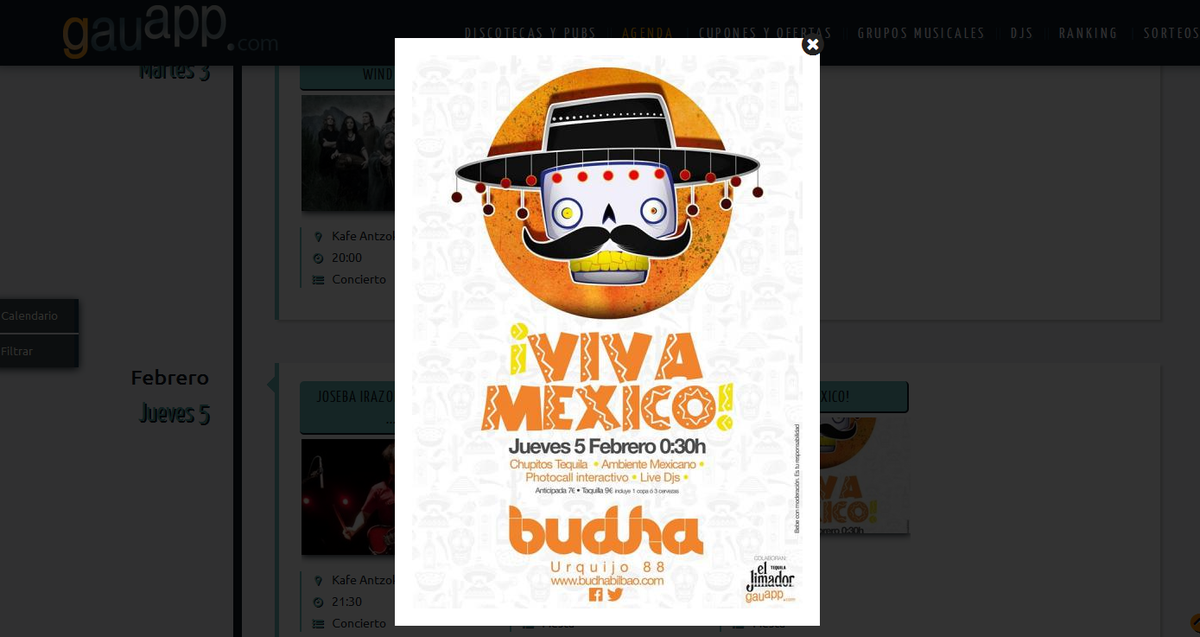 gauapp's tweet photo. #bilbao Este jueves lo mejor de #mexico se vive en @BudhaBilbao ! Que no falte tequila ! Con @danidhez @djimanol ! http://t.co/VPt93dWat3