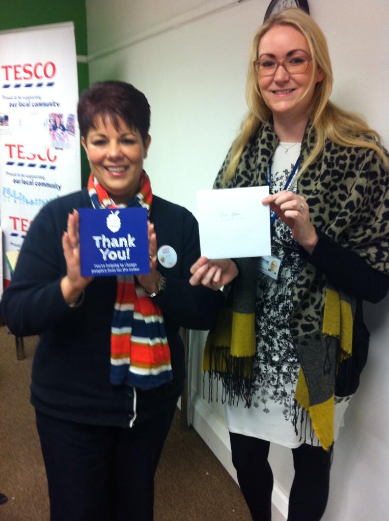 <a href="/fatimaking64/">Fatima King</a> collecting a special card for <a href="/Carl_Aston/">Carl Aston</a> from @DUKTescoSE for all his fundraising @AndySanderson01