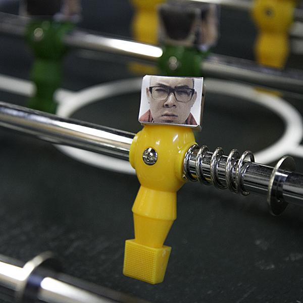 Tr3vorJans3n's tweet photo. Game face for Foosball @invoke offices. http://t.co/H6hfm9leIp