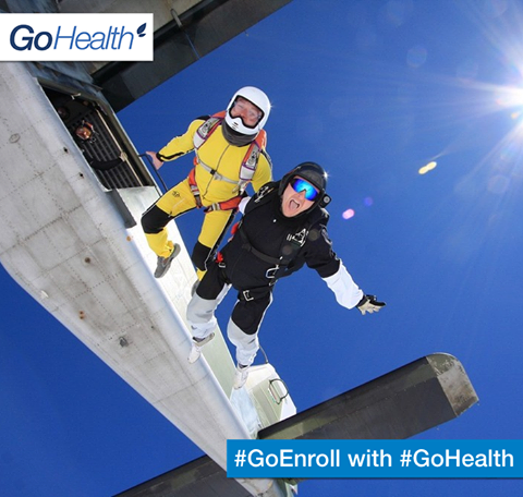 TeamGoHealth's tweet photo. Going without #health #insurance is like skydiving without a parachute. #GoEnroll now: http://t.co/PTnJ7XFjOl http://t.co/6oUWbybRj2