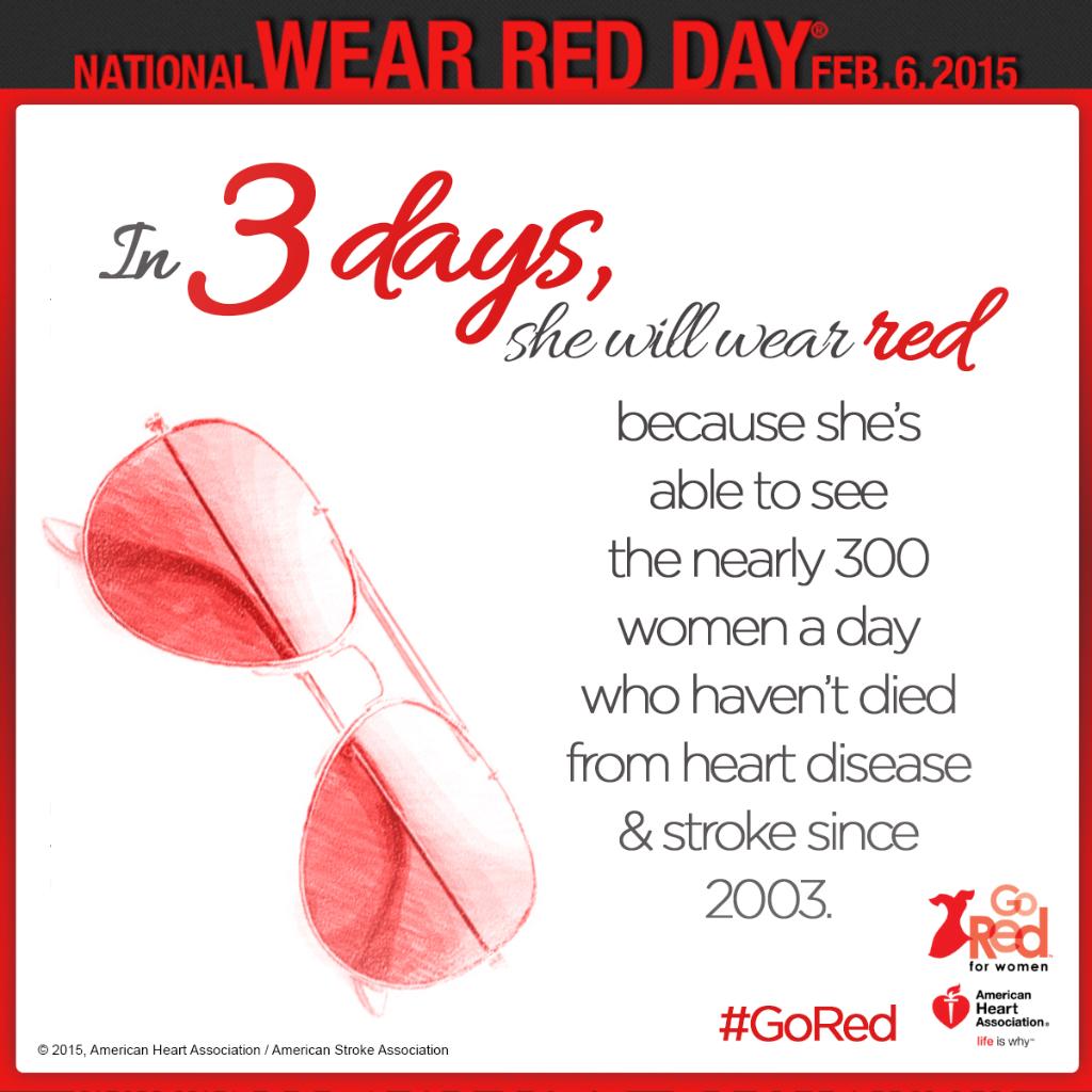 American_Heart's tweet photo. In 3 days we need you to help us turn the world red for heart disease awareness.  #WearRedDay #GoRed http://t.co/LPI8MUmKHA