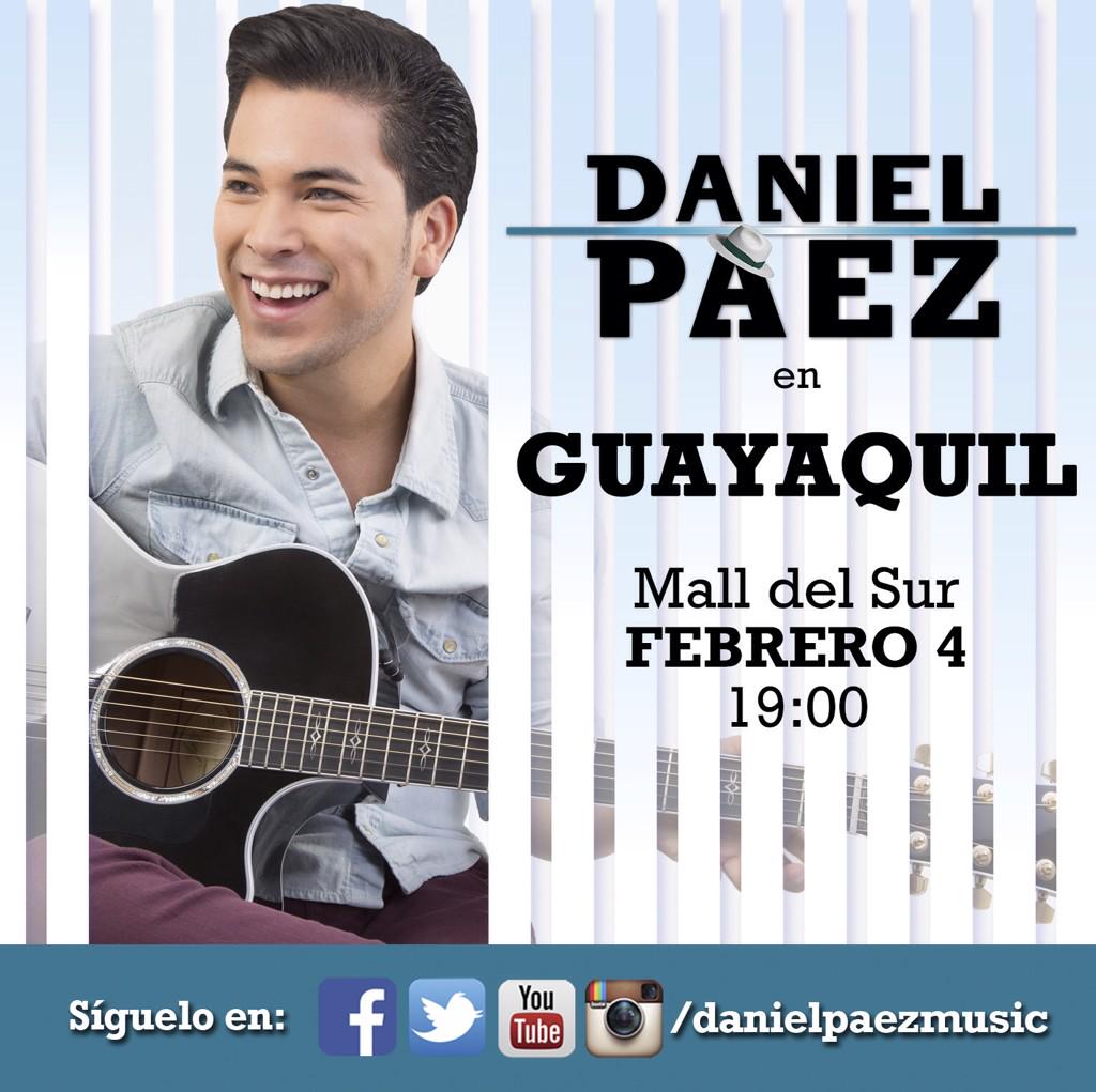 DANIELPAEZMusic's tweet photo. MAÑANA EN GUAYAQUIL!! L@s espero en el @malldelsur a las 7pm! Tendremos finalmente #JJAMIMANERA a la venta! http://t.co/p95Gkd9mEH