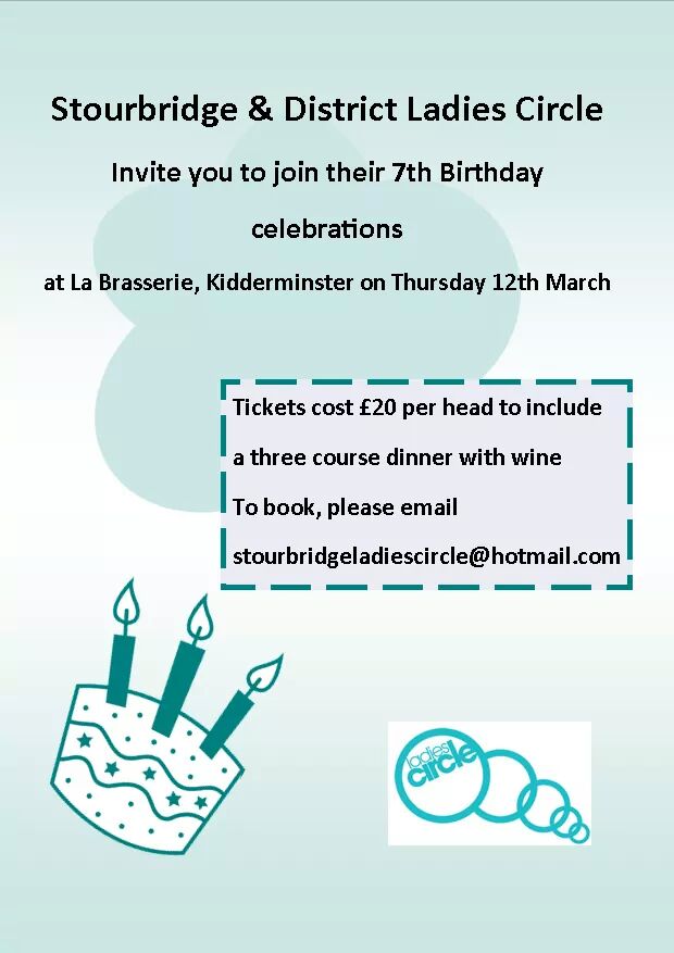 Looking forward to our 7th birthday party at La Brasserie, Kidderminster...want to join us?? Send us a tweet!