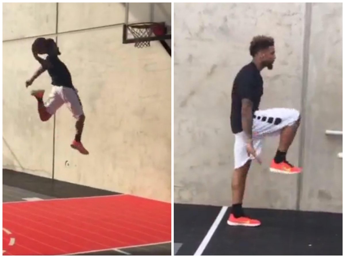 BleacherReport's tweet photo. VIDEO: @OBJ_3 throws down a big dunk and pays tribute to @KingJames with his celebration http://t.co/MNK1LGKjSB http://t.co/uKqvqD5kob