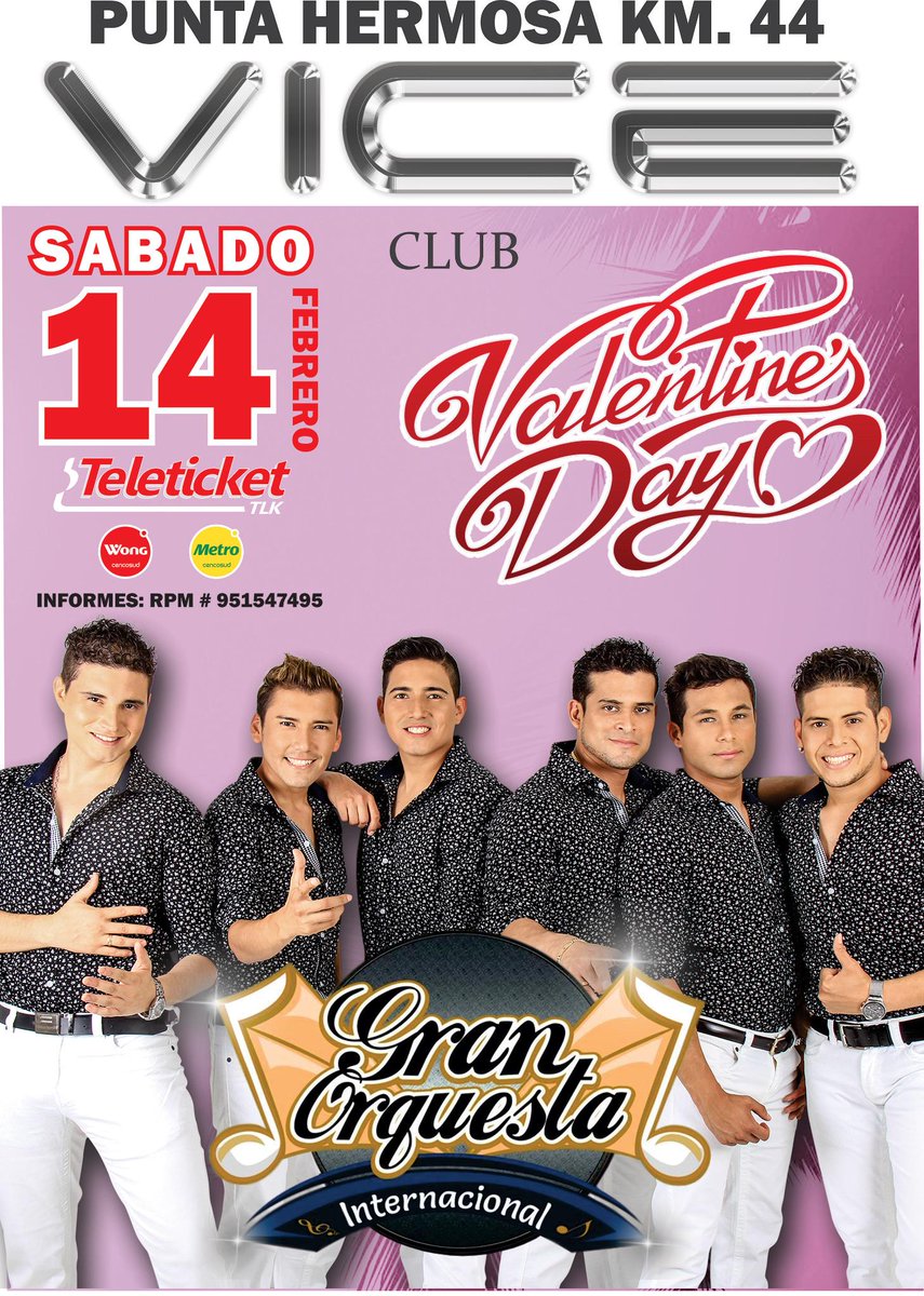 granorquestai's tweet photo. Este sábado 14 de febrero celebra con nosotros el día del amor y la amistad en Vice Sur 
#Evento #televisado http://t.co/qNUIzcCTzu