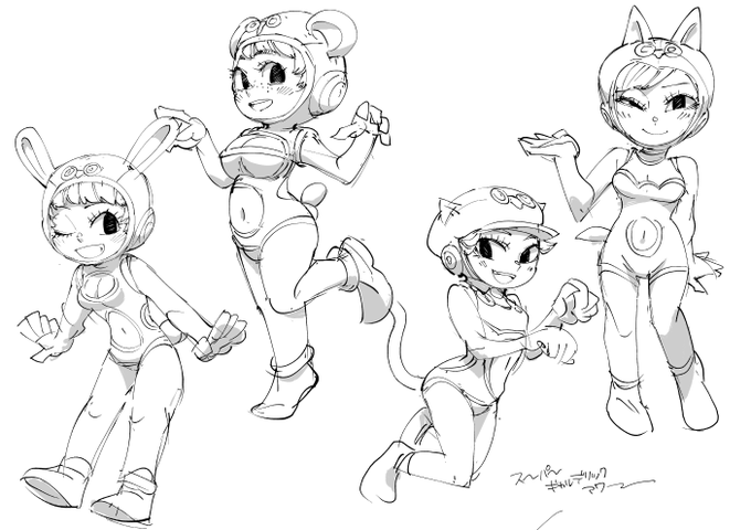 お絵かき:スーパーギャルデリックアワー4人 