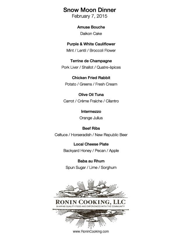 Snow Moon Menu, last day for reservations is tomorrow SnowMoon2015.EventBrite.com