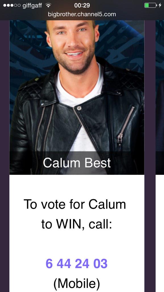 Hannahf206's tweet photo. @CalumBest CALLUM TO WIN!!!!!!! http://t.co/ut9mbWHMkh