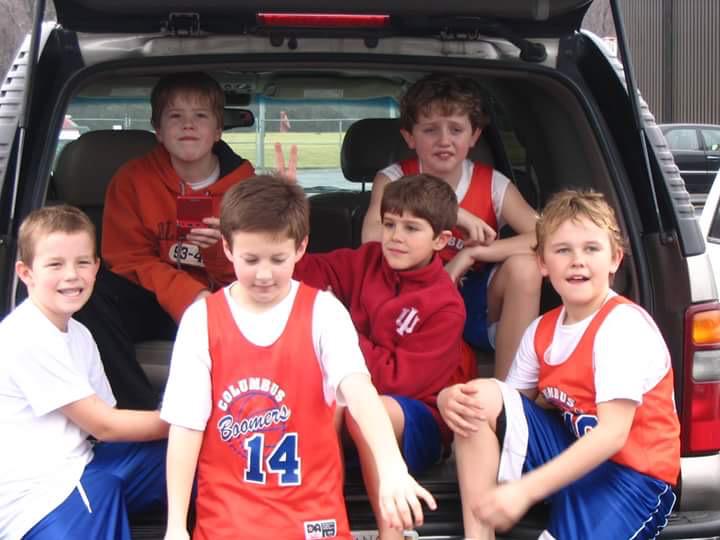 KyleNeddenriep's tweet image. Columbus North's Kooper Glick emotional as he takes the court. He goes way back with Josh Speidel to these days.