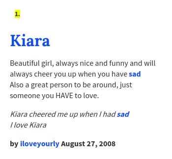 Urban Dictionary Heyyitskiara Kiara Beautiful Girl Always Nice And Funny And Will Always Chee Http T Co 3b43dkbbin Http T Co H87z523ufd