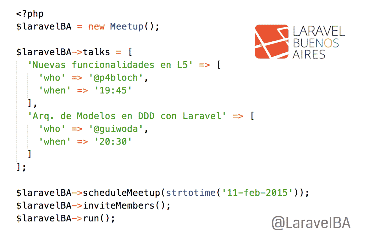 LaravelBa's tweet image. El próximo miércoles tenemos #LaravelBA! Revisaremos el nuevo #Laravel5 y @GuiWoda nos vomitará sabiduría sobre DDD.
