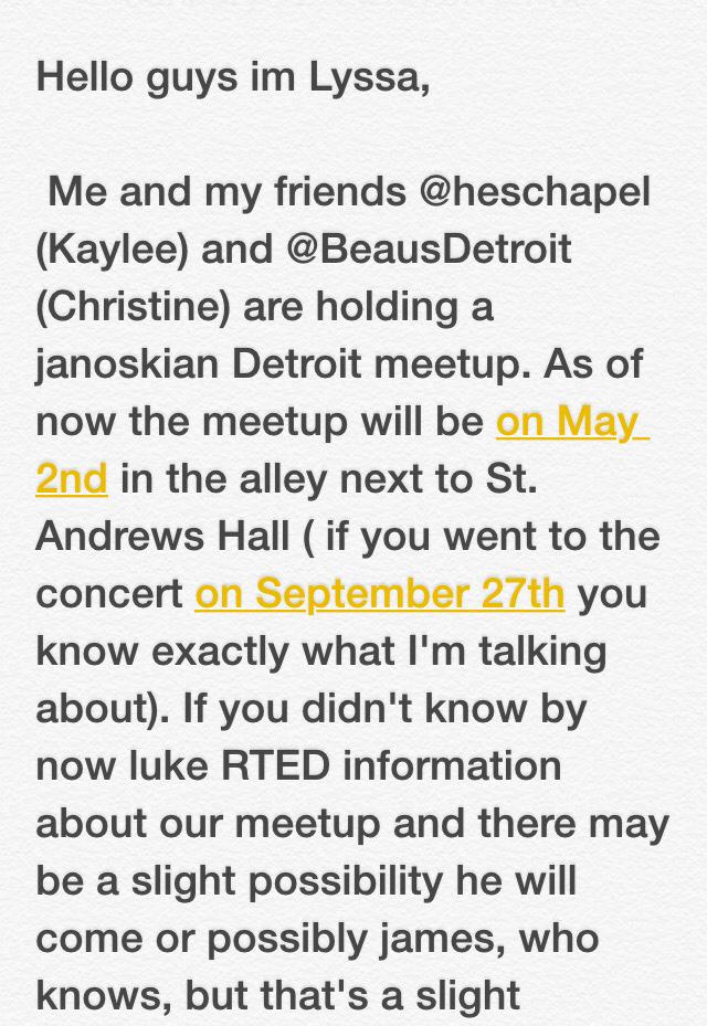 MIJanoMeetup's tweet photo. DETAILS ABOUT THE DETROIT MEETUP
๐ธ๐ท๐
RT IF YOU PLAN ON COMING http://t.co/1AgMOxUBBw